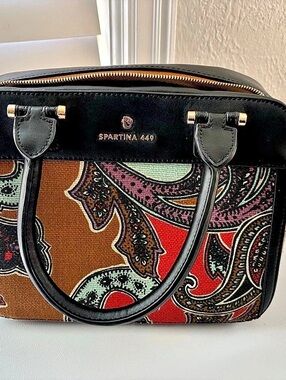 Spartina 449 Daufuskie Island Paisley Satchel in Black & Brown Like New